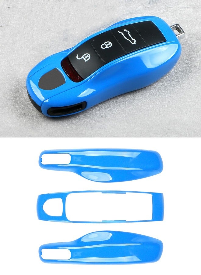 LIMBQS Key Case Key Cover for Porsche Macan Cayenne 718, Car Key Protection Keychain for Porsche Cayman Panamera 911 Boxster (Shark Blue) - Image 1