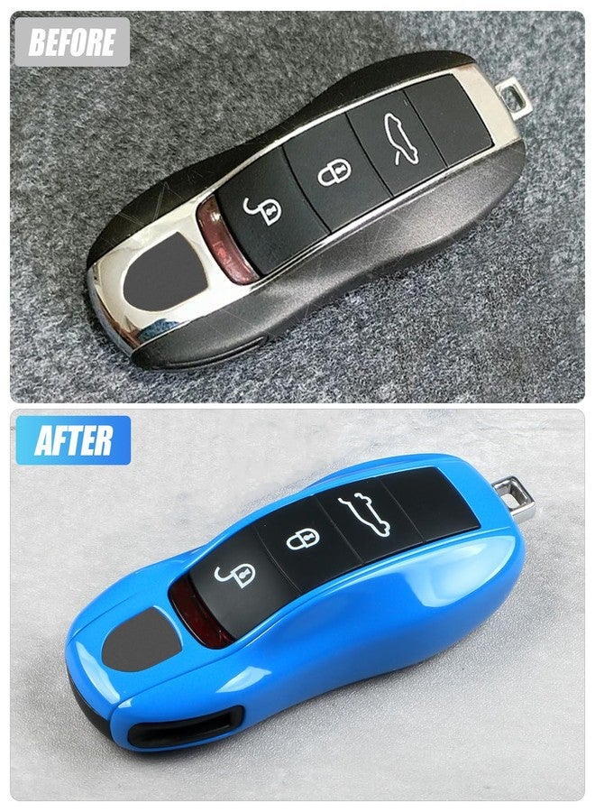 LIMBQS Key Case Key Cover for Porsche Macan Cayenne 718, Car Key Protection Keychain for Porsche Cayman Panamera 911 Boxster (Shark Blue) - Image 5