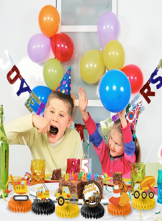 9PCS Construction Honeycomb Centerpieces Themed Birthday Party Decorations Excavator Truck Centerpiece Table Decoration Party Favors Decor Supplies Gifts for Boys Girls Men Women - Image 5