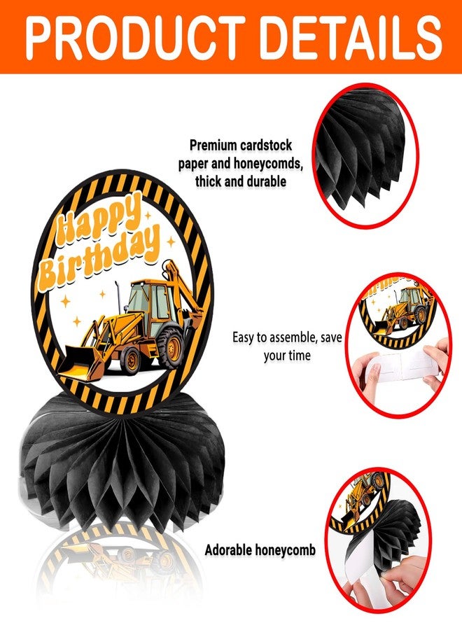 9PCS Construction Honeycomb Centerpieces Themed Birthday Party Decorations Excavator Truck Centerpiece Table Decoration Party Favors Decor Supplies Gifts for Boys Girls Men Women - Image 4
