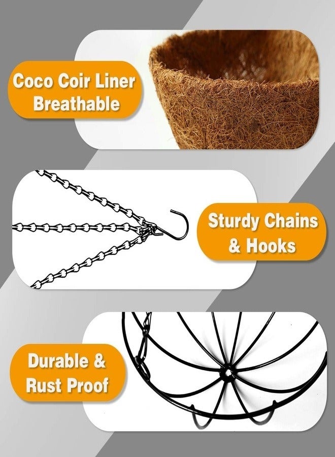 Generic Outdoor Coconut Palm Hanging Baskets Flower Pot Brown/Black 12cm  - Image 2