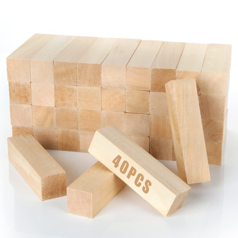 CYEAH 40 Pcs Basswood Carving Blocks, 4” x 1” x 1” Wood Blocks for Crafts, Basswood for Carving, Unfinished Wood Carving Blocks for Beginner or Expert Carvers Whittling - Image 4