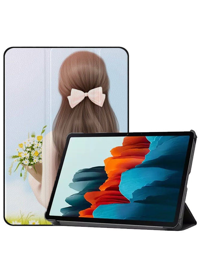 Covernex Protective Flip Cover For Samsung Galaxy Tab S8 Girl Waiting Holding Flowers - Image 2