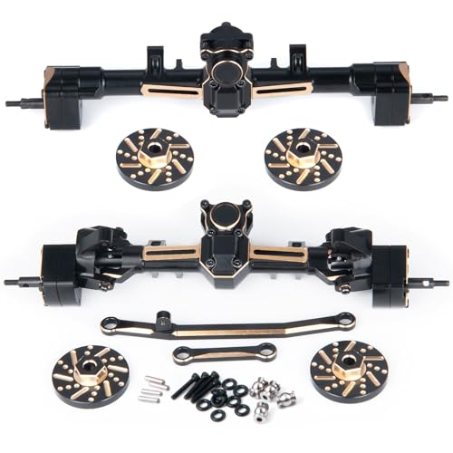 RCHUBAM RC Front Rear Axle Set Metal Complete Axle with Steering Weights for 124 Axial SCX24 RC Crawler Deadbolt C10 Bronco Upgrades Accessories Part Complete Axle Set - Image 1