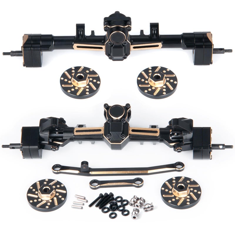 RCHUBAM RC Front Rear Axle Set Metal Complete Axle with Steering Weights for 124 Axial SCX24 RC Crawler Deadbolt C10 Bronco Upgrades Accessories Part Complete Axle Set - Image 3