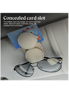 Excefore Sunglasses Holder For Car Sun Visor, Double Position Leather Glasses Hanger, Magnetic Eyeglass Clip For Auto, Ticket Card Clips Organizer, Universal Vehicle Visor Accessories, Beige  - Image 3