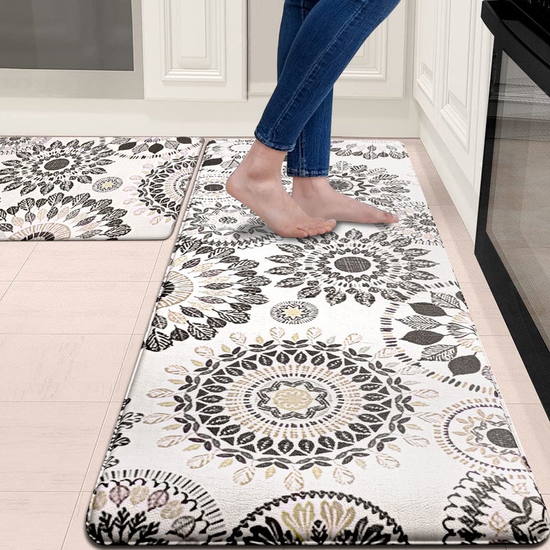 Sofort Kitchen Mat Cushioned Anti Fatigue Kitchen Rug Set 2 Pieces Non Slip Waterproof Kitchen Mats for Floor Comfort Heavy Duty Standing Mat for Kitchen Laundry Sink Office Desk
