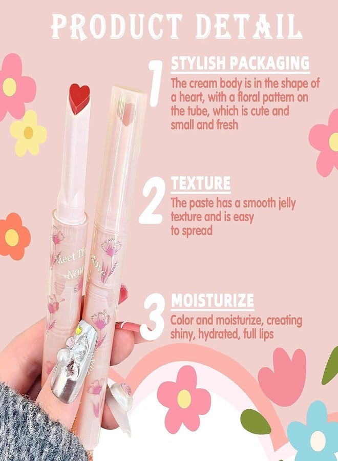 Gege Bear 6-Piece Heart-Shaped Jelly Lip Gloss Set, Hydrating Lipstick for Women and Girls, Moisturizing Non-Sticky Formula, Perfect for Everyday Use (6 Pcs Set, 3.2g each) - Image 5