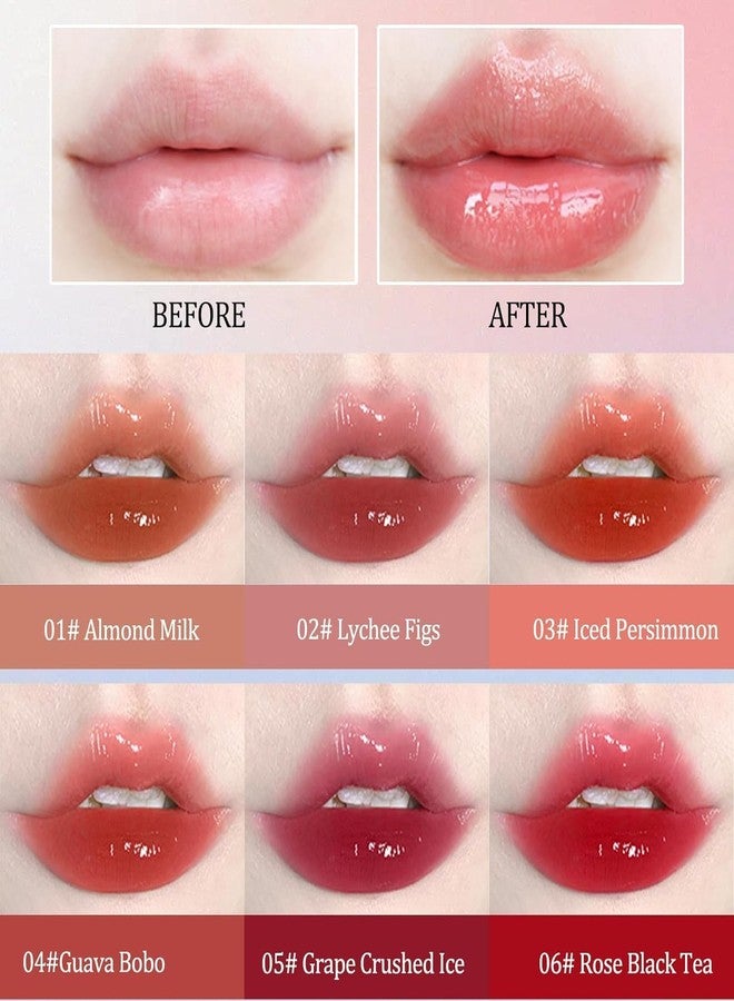 Gege Bear 6-Piece Heart-Shaped Jelly Lip Gloss Set, Hydrating Lipstick for Women and Girls, Moisturizing Non-Sticky Formula, Perfect for Everyday Use (6 Pcs Set, 3.2g each) - Image 2