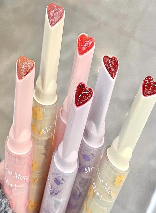 Gege Bear 6-Piece Heart-Shaped Jelly Lip Gloss Set, Hydrating Lipstick for Women and Girls, Moisturizing Non-Sticky Formula, Perfect for Everyday Use (6 Pcs Set, 3.2g each) - Image 1