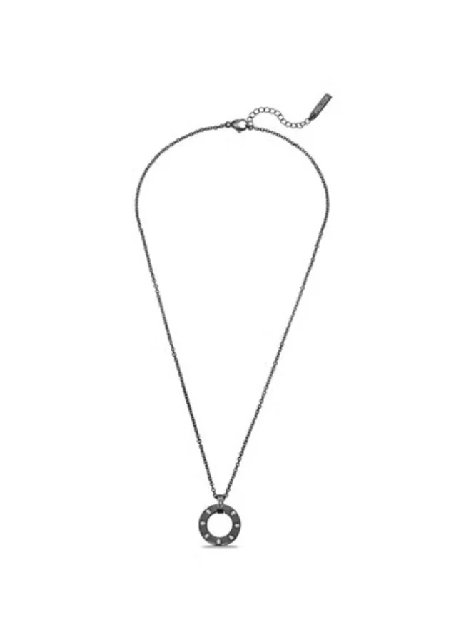 بوليس قلادة رجالية من الفولاذ المقاوم للصدأ بلون رمادي على شكل كرة