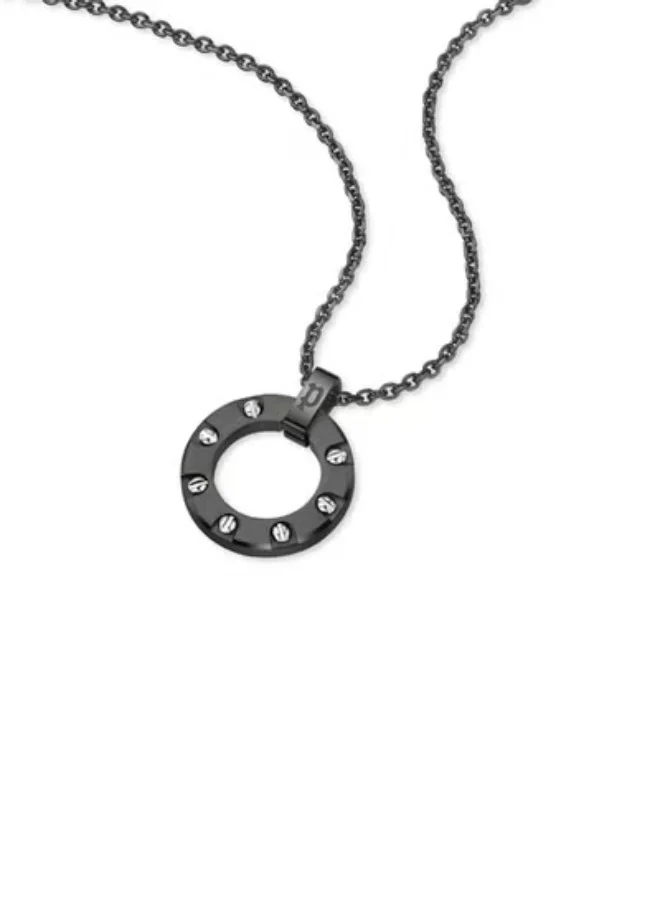 بوليس قلادة رجالية من الفولاذ المقاوم للصدأ بلون رمادي على شكل كرة