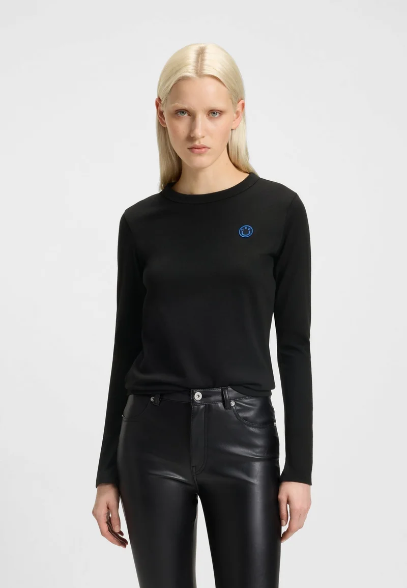 هوجو بلوزة جيرسيه قطنية بشعار هوجو سعيد