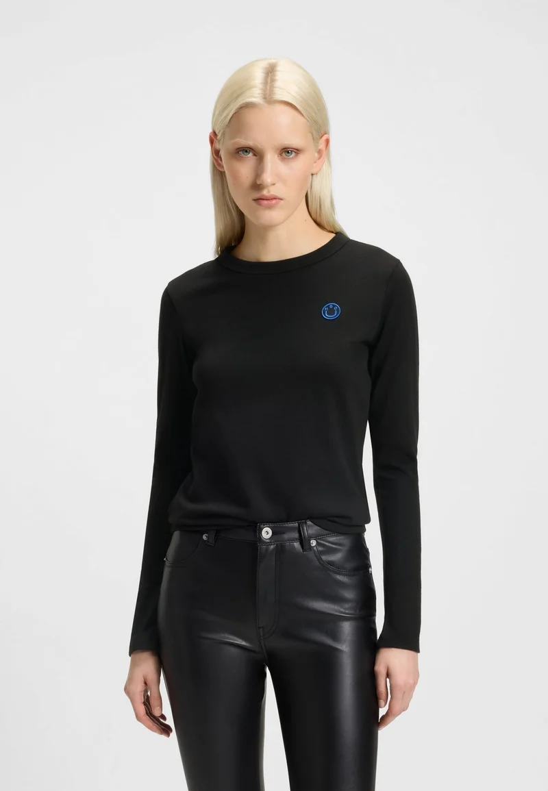 HUGO Cotton-jersey top with Happy HUGO logo badge