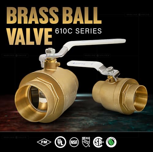 Everflow Midline Valve 832C223-NL Premium Full Port Ball Valve, Brass, 1 in. SWT x 1 in. SWT - Image 2