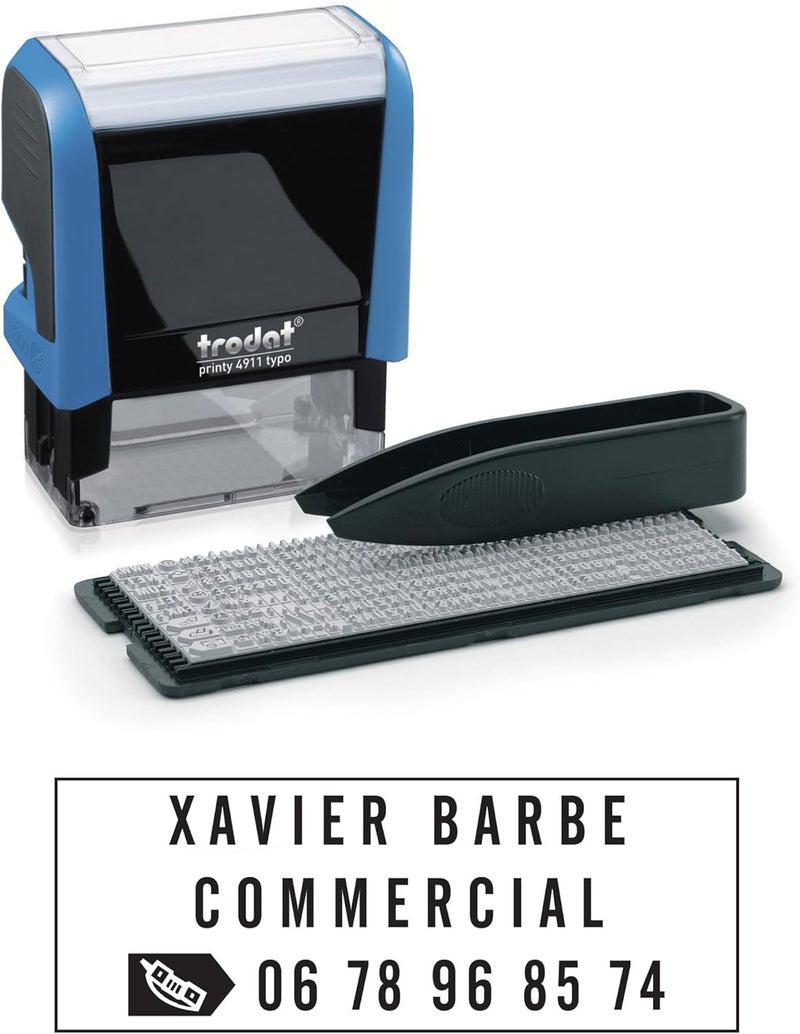 Trodat Printy 4911 DIY Self Inking Stamp,Blue Body - Black Ink,29x54x69mm - Image 3