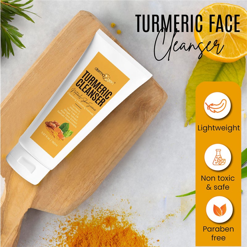 DERMAXGEN Turmeric Facial Cleanser â€“ Natural Anti-Aging Exfoliating Turmeric Face Wash for Glowing Skin â€“ Helps Clear Acne Scars, Dark Spots, Sun Damage & Discoloration â€“ 5 oz - Image 3
