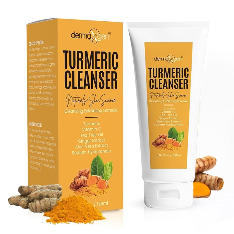 DERMAXGEN Turmeric Facial Cleanser â€“ Natural Anti-Aging Exfoliating Turmeric Face Wash for Glowing Skin â€“ Helps Clear Acne Scars, Dark Spots, Sun Damage & Discoloration â€“ 5 oz - Image 1