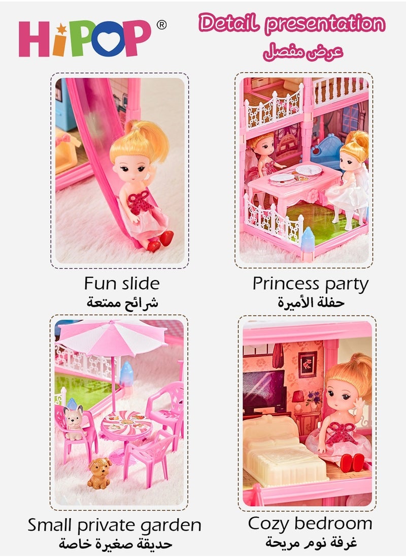 HIPOP DIY Doll House,Big Size 5 Floors 19 Rooms Castle House With Decorating Dollhouse Accessories And Furniture,DIY Building Toys  - Image 3