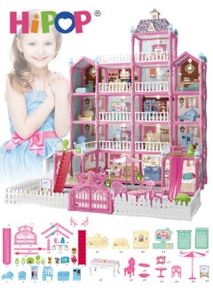 HIPOP DIY Doll House,Big Size 5 Floors 19 Rooms Castle House With Decorating Dollhouse Accessories And Furniture,DIY Building Toys  - Image 1