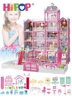 HIPOP DIY Doll House,Big Size 5 Floors 19 Rooms Castle House With Decorating Dollhouse Accessories And Furniture,DIY Building Toys  - Image 1