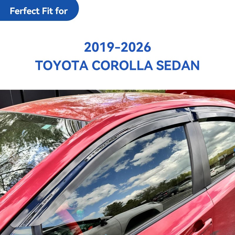 YQAUTEC Window Visors Rain Guards Shield for 2019-2026 Toyota Corolla Sedan, Out-Channel Window Vent Wind Deflectors Visors Shades for 19-26 Corolla Sedan - Image 2