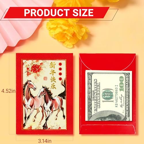 ELLZK ELLZK Chinese Red Envelopes Horse 2026 Chinese New Year Lunar New Year Decorations Lucky Money Envelopes Gifts(6 Patterns 36 Pcs) Ink Painting Style - Image 2
