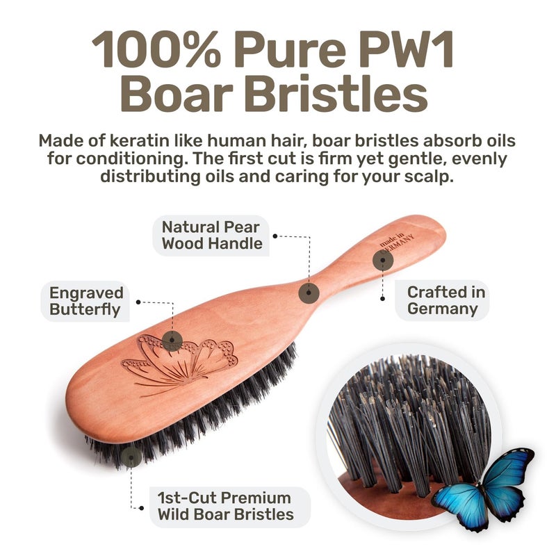 Desert Breeze Distributing 100% Natural Boar Bristle Hairbrush for Healthy Hair - Gentle Care, Made in Germany - Image 2