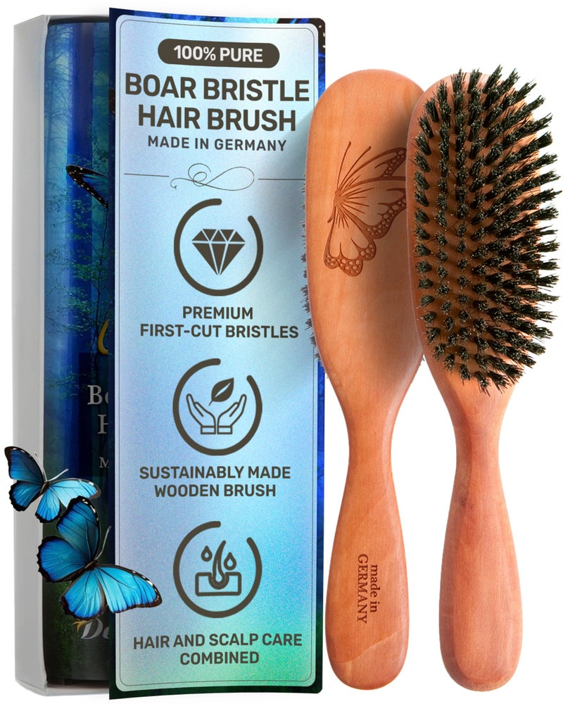 Desert Breeze Distributing 100% Natural Boar Bristle Hairbrush for Healthy Hair - Gentle Care, Made in Germany - Image 1