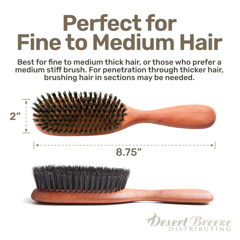 Desert Breeze Distributing 100% Natural Boar Bristle Hairbrush for Healthy Hair - Gentle Care, Made in Germany - Image 3