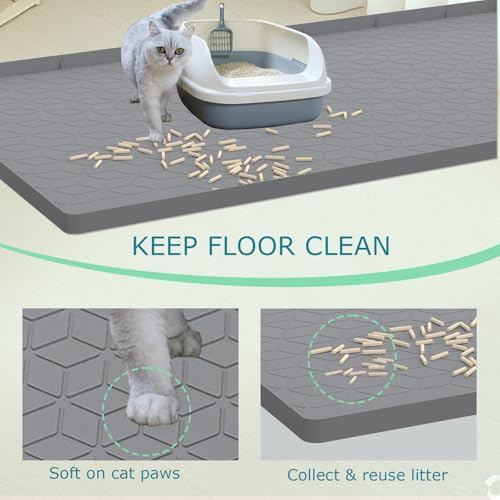 Jacooxi Cat Litter Mat for Litter Box, Silicone Large Cat Litter Trapping Mat - 31x22 in, Waterproof & Non-Slip, Durable & Easy Clean, Gray - Image 2