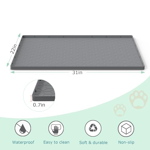 Jacooxi Cat Litter Mat for Litter Box, Silicone Large Cat Litter Trapping Mat - 31x22 in, Waterproof & Non-Slip, Durable & Easy Clean, Gray - Image 4