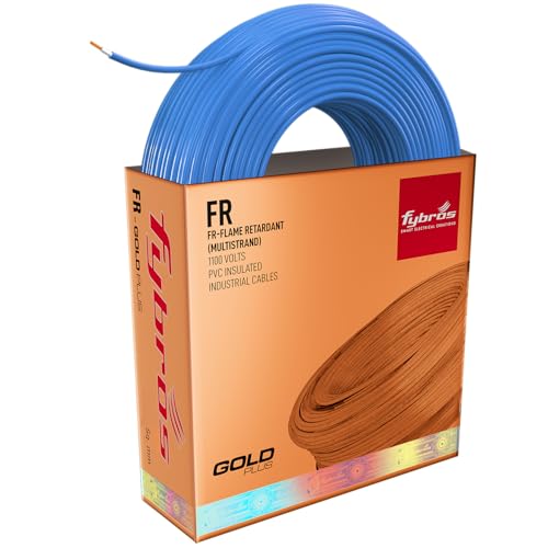 Fybros PVC Insulated 4 Sq Mm Wire| Multistrands FR Blue Copper Wires & Cables| Cables For wiring | 4 Sq Mm sqmm Blue wire 45 meter| Industrial Wire Cable| Electrical Wire - Image 1