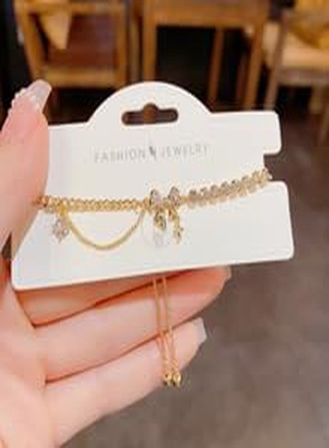 DivaGlamz Bow Zircon Bracelet - Friendship Is Like A Bow For Women, Adjustable Ribbon Bow Beaded Chain White Pink CZ Friendship Bracelets To My Best Friend Fashion Gifts Jewelry (Bow Silver-1) - Image 5