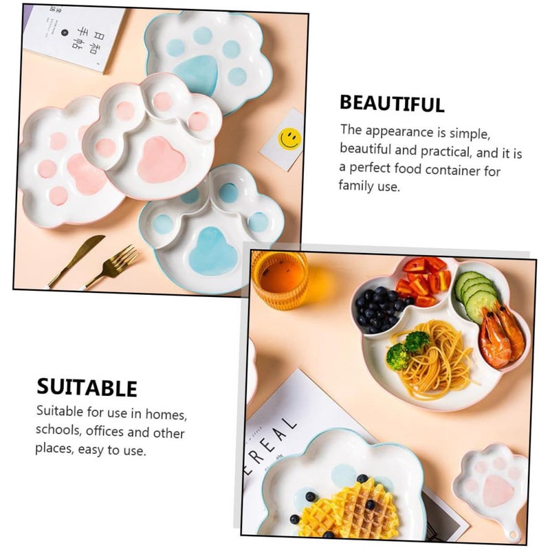 MAGCULULU Ceramic Divided Plate Cartoon Dinnerware Hand Painted Serving Tray For Portion Control Family Meals - Image 4