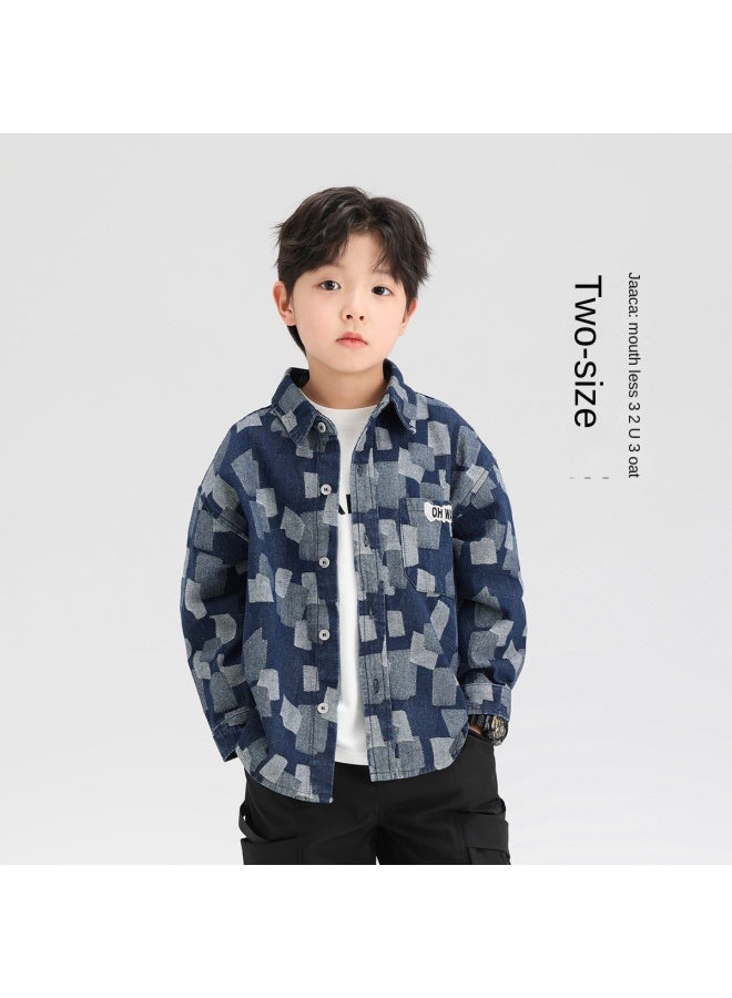 Zuoxi سترة الأولاد - قميص الدنيم للأطفال لفصلي الربيع والخريف - معطف خارجي خفيف للأولاد والبنات بأكمام طويلة - موضة ملابس الأطفال - Image 2