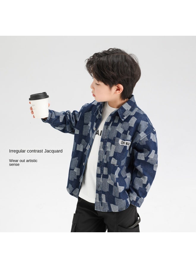 Zuoxi سترة الأولاد - قميص الدنيم للأطفال لفصلي الربيع والخريف - معطف خارجي خفيف للأولاد والبنات بأكمام طويلة - موضة ملابس الأطفال - Image 4