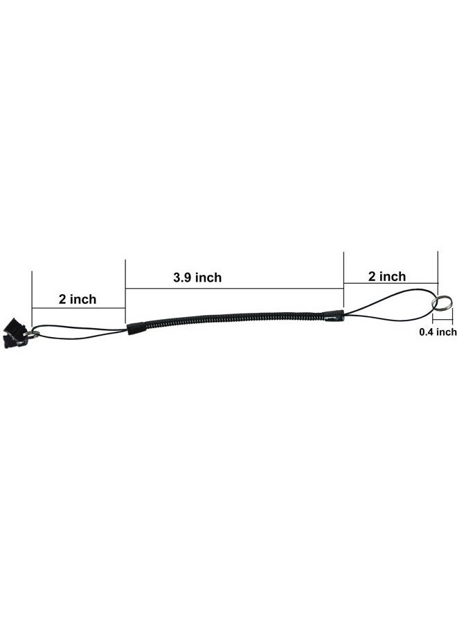 ColorYourLife Elastic Tether Coiled Spring Lanyards with USB Type C and Lightning Port Plug for Stylus Pens and Small Items (7 Pack, Black) - Image 3