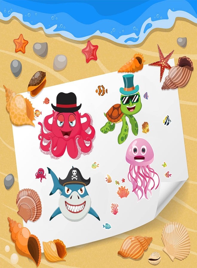 DaiUni 24 Sheets 8.27''×5.9'' Make Your Own Stickers for Kids Toddlers, Make a Face Stickers Mix and Match with Unicorns Dinosaur Horse and Sea Animals for Kids Party Favors Activities - Image 4