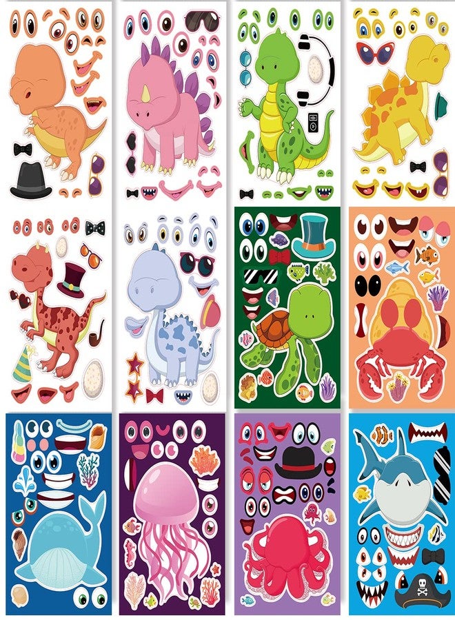 DaiUni 24 Sheets 8.27''×5.9'' Make Your Own Stickers for Kids Toddlers, Make a Face Stickers Mix and Match with Unicorns Dinosaur Horse and Sea Animals for Kids Party Favors Activities - Image 2
