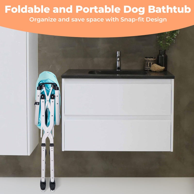 KITPLUS Elevated Portable Dog Bathtub, 5 Height Adjustable Dog Washing Station for Pet Shower and Grooming Foldable Bathing Tub with Storage & Anti-Slip Design for Small Large Dogs Cats - Image 5
