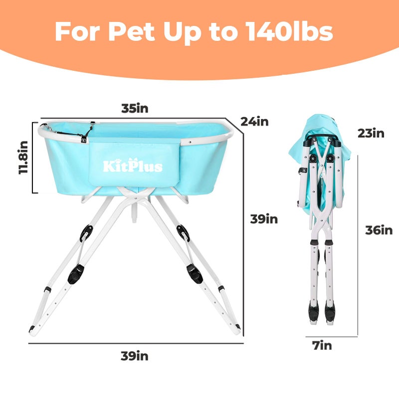 KITPLUS Elevated Portable Dog Bathtub, 5 Height Adjustable Dog Washing Station for Pet Shower and Grooming Foldable Bathing Tub with Storage & Anti-Slip Design for Small Large Dogs Cats - Image 2