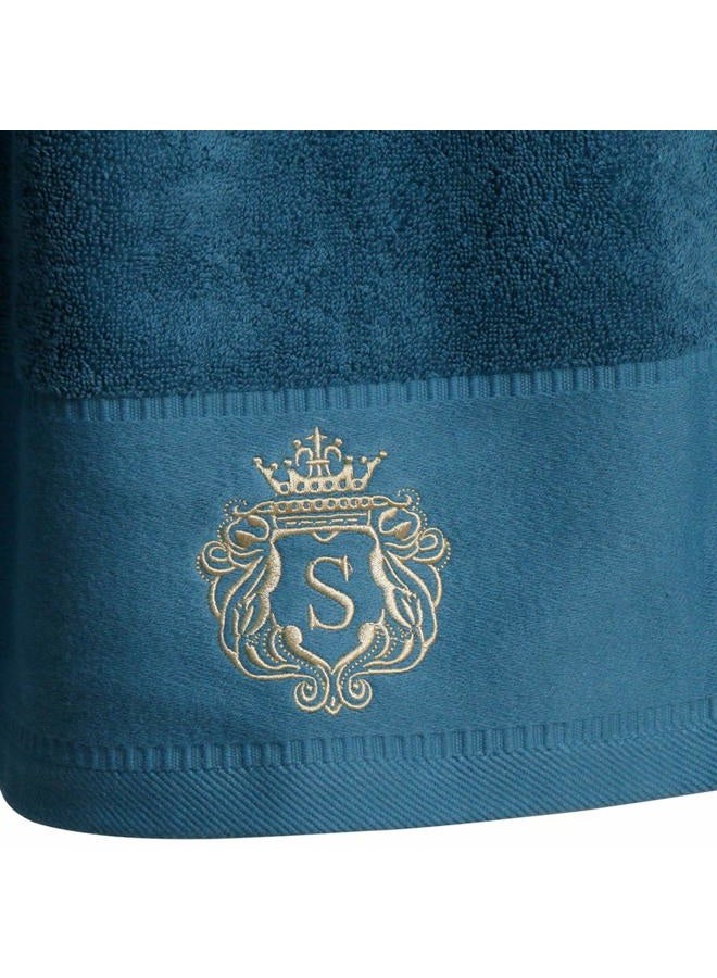 Sunshinejing Premium 100% Pure Cotton Bath Towel Luxury Hotel & Spa Bathroom Hand Towels Embroidery Washcloth Decoration Bath Sheets (Peacock-Blue) - Image 3