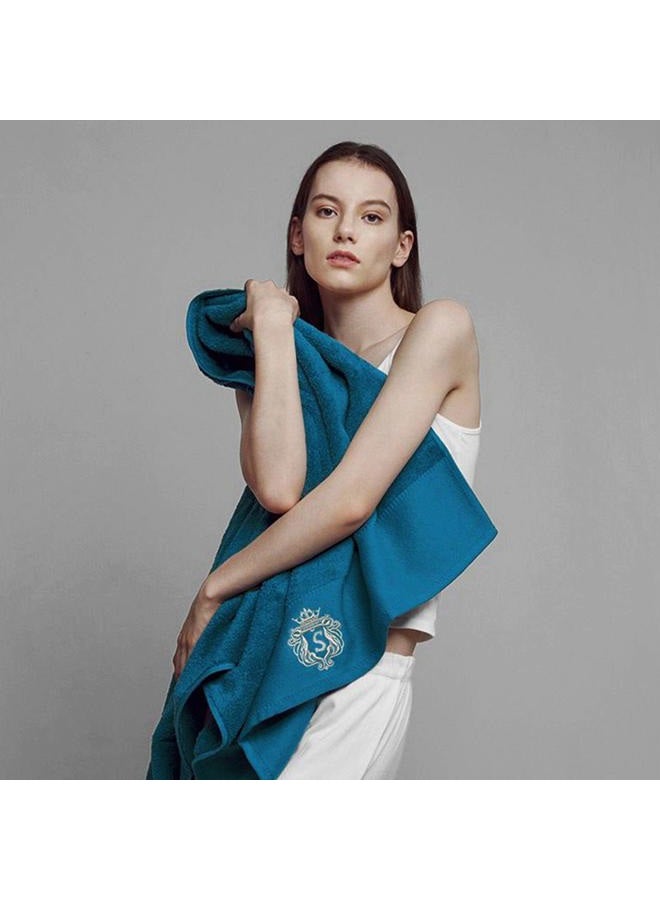 Sunshinejing Premium 100% Pure Cotton Bath Towel Luxury Hotel & Spa Bathroom Hand Towels Embroidery Washcloth Decoration Bath Sheets (Peacock-Blue) - Image 2
