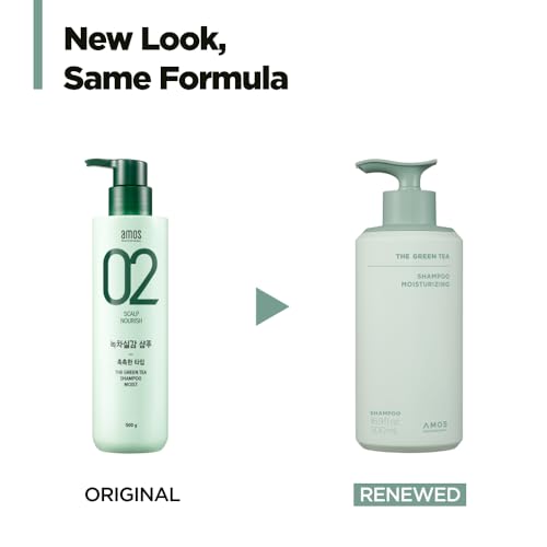 AMOS PROFESSIONAL The Green Tea Shampoo Moisturizing for Thinning Hair, Korean Shampoo for Dry Scalp l Flaky & Itchy Scalp, Strengthening Hair, All Hair Types, 16.9 fl. oz. - Image 2