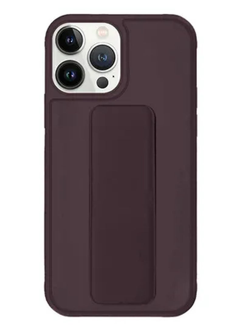 Apple iPhone 14 Pro Case With Hand Grip Foldable Magnetic Kickstand Wrist Strap Finger Grip Cover 6.1 Inch Maroon - Image 2
