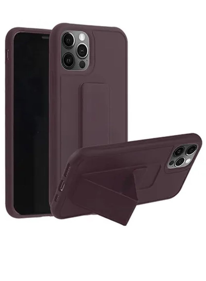 Apple iPhone 14 Pro Case With Hand Grip Foldable Magnetic Kickstand Wrist Strap Finger Grip Cover 6.1 Inch Maroon - Image 1