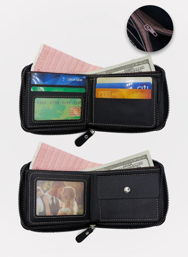 Kingdushi Mens RFID Blocking Wallets Zipper Leather Wallet for Men Bifold RFID Card Holder - Image 5