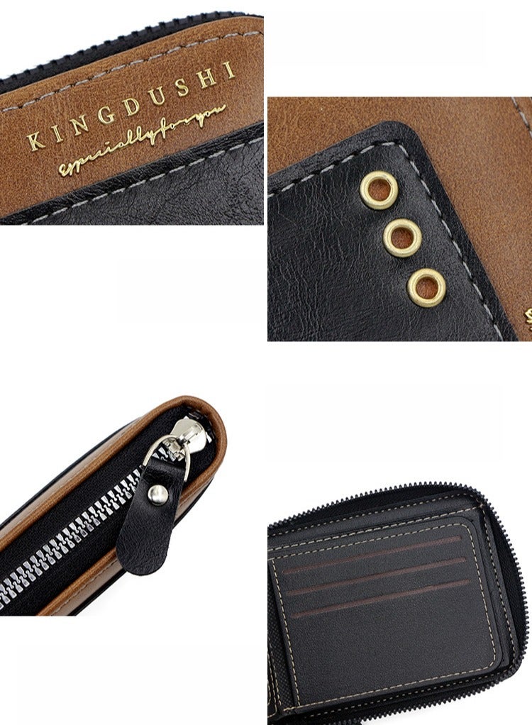 Kingdushi Mens RFID Blocking Wallets Zipper Leather Wallet for Men Bifold RFID Card Holder - Image 2