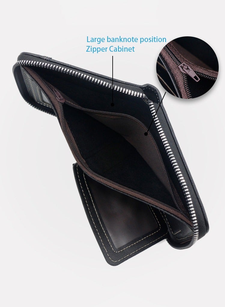 Kingdushi Mens RFID Blocking Wallets Zipper Leather Wallet for Men Bifold RFID Card Holder - Image 4